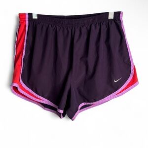 Nike Purple and Red Athletic Shorts with Elastic Waistband